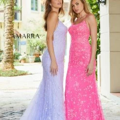Backless Dresses Amarra 87340 Long Fitted Lace Sequin Prom Dress Backless Formal Pageant Gown
