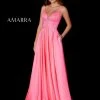 Ballgown Dresses Amarra 87343 Long Satin A Line Formal Prom Dress V Neck Pockets Backless Corset