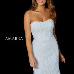 Amarra 87363 Long Strapless Fitted Sequin Prom Dress Pageant Gown Formal