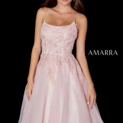 Amarra 87402 Long A Line Shimmer Ball Gown Prom Dress Backless Corset Lace