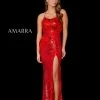 Amarra 87408 Long Fitted Sequin 3D Floral Lace High Slit Backless Prom Dress Formal Backless Dresses