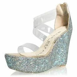 Formal Shoes Marc Defang ANGELINA AB CRYSTAL Pageant Platform Wedge Heel Prom Shoe