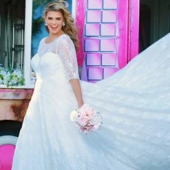 Long Sleeve Dresses Sydney's Closet SC5216 Lace Sleeves A Line Plus Sized Wedding Dress SC 5216 Charlotte 21 Long Sleeve Dresses Sydney's Closet SC5216 Lace Sleeves A Line Plus Sized Wedding Dress SC 5216 Charlotte