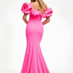 Ashleylauren Ashley Lauren 11017 Off Shoulder Scuba Pageant Gown With Oversized Ruffle Dress
