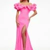 Ashleylauren Ashley Lauren 11017 Off Shoulder Scuba Pageant Gown With Oversized Ruffle Dress