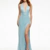 Ashleylauren Ashley Lauren 11066 Clear Sky Pageant Dress Liquid Beading Plunging Neckline Slit 2 Ashleylauren Ashley Lauren 11066 Clear Sky Pageant Dress Liquid Beading Plunging Neckline Slit