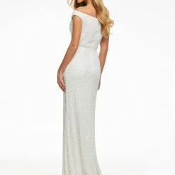 In Stock Ashley Lauren 11067 Size 8 Royal Prom Dress Off The Shoulder Sequins Sweeping Train