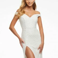 Ashleylauren Sequin Dresses Ashley Lauren 11067 Royal Prom Dress Off The Shoulder Sequins Sweeping Train