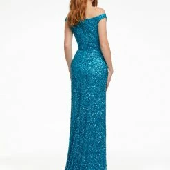 Ashleylauren Ashley Lauren 11067 Ivory Prom Dress Off The Shoulder Sequins Sweeping Train Sequin Dresses