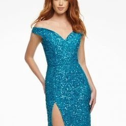 Ashleylauren Sequin Dresses Ashley Lauren 11067 Royal Prom Dress Off The Shoulder Sequins Sweeping Train