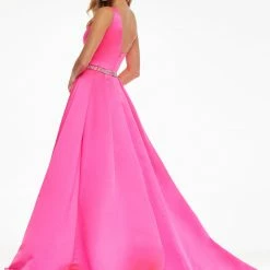 Ashleylauren Ashley Lauren 11075 Hot Pink Pageant Dress One Shoulder A Line Ballgown Train Belt Ballgown Dresses