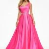 Ashleylauren Ashley Lauren 11075 Hot Pink Pageant Dress One Shoulder A Line Ballgown Train Belt Ballgown Dresses