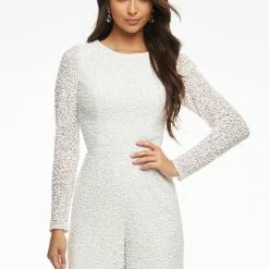 Ashleylauren Ashley Lauren 11079 Hot Pink Jumpsuit Long Sleeved-Sequin Straight Legs Jumpsuits & Rompers 18 Ashleylauren Ashley Lauren 11079 Hot Pink Jumpsuit Long Sleeved-Sequin Straight Legs Jumpsuits & Rompers