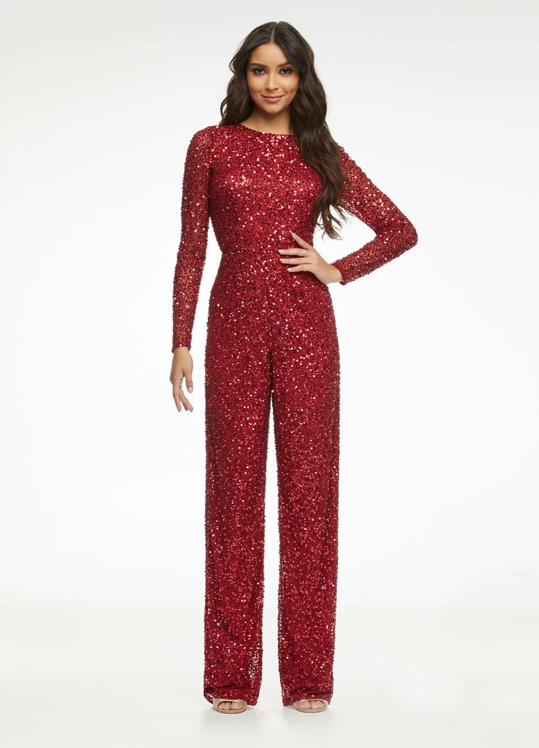 Ashleylauren Ashley Lauren 11079 Hot Pink Jumpsuit Long Sleeved-Sequin Straight Legs Jumpsuits & Rompers 8 Ashleylauren Ashley Lauren 11079 Hot Pink Jumpsuit Long Sleeved-Sequin Straight Legs Jumpsuits & Rompers