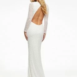 Ashleylauren Ashley Lauren 11080 Hot Pink Prom Dress Sweetheart Neckline Long Sleeves Sequin Sequin Dresses