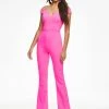 Ashleylauren Ashley Lauren 11086 Jumpsuit Off The Shoulder Cross Back Flared Leg