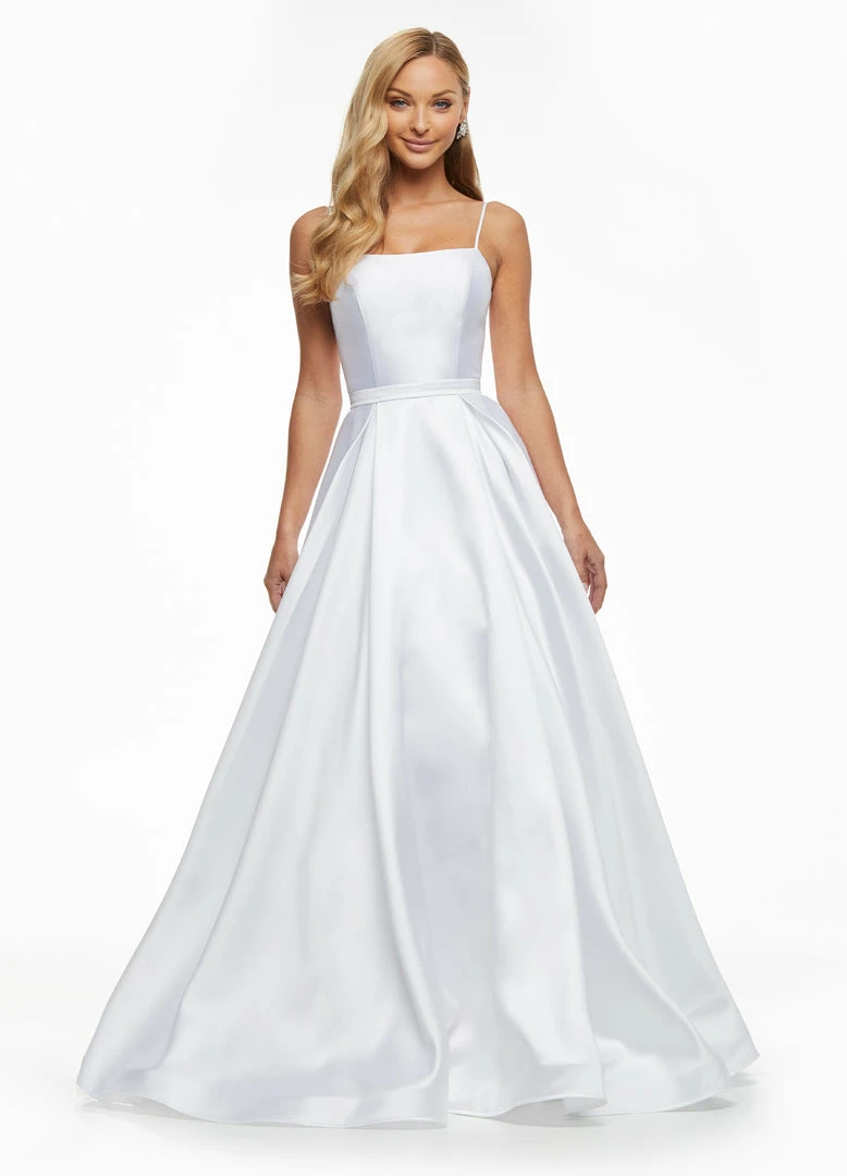 Ashleylauren Ashley Lauren 11095 White Prom Dress Straight Neckline A Line Mikado Satin 4 Ashleylauren Ashley Lauren 11095 White Prom Dress Straight Neckline A Line Mikado Satin