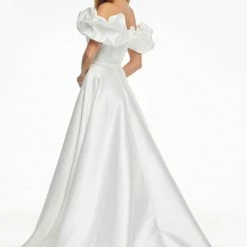 Ashleylauren Ashley Lauren 11096 Navy Prom Dress Off The Shoulder Ruffle Neckline A Line Train