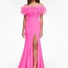Ashleylauren Ashley Lauren 11099 Prom Dress Off The Shoulder Feathers Train Left Leg Slit Pageant Gown