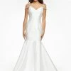 Ashleylauren Ashley Lauren 11103 Ivory Mermaid Prom Dress Off The Shoulder Embellished Straps Mikado
