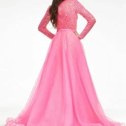In Stock Ashley Lauren 1740 Size 2, 10 Long Organza Overskirt Wire Hem Pageant Prom Layers