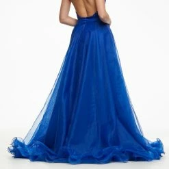 Ashleylauren Ashley Lauren 1740 Long Organza Overskirt Wire Hem Pageant Prom Layers