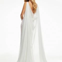 Ashleylauren Ashley Lauren 1868 Flowy Chiffon Cape Pageant Wear Double Shoulder One Piece