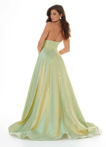 In Stock Ashley Lauren 1937 Lime/Gold Prom Dress Sz 12, 14 Metallic Shimmer V Neckline 4 In Stock Ashley Lauren 1937 Lime/Gold Prom Dress Sz 12, 14 Metallic Shimmer V Neckline