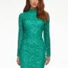 Ashleylauren Ashley Lauren 4252 Jade Cocktail Dress Long Sleeve Short Sequin Fitted Homecoming Dress Backless Dresses