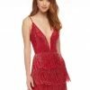 Ashleylauren Ashley Lauren 4419 Cocktail Dress Beaded Fringe Skirt Plunging V Neckline 2 Ashleylauren Ashley Lauren 4419 Cocktail Dress Beaded Fringe Skirt Plunging V Neckline