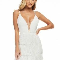 Ashleylauren Ashley Lauren 4419 Gold Cocktail Dress Fringe Skirt Beaded Plunging V Neckline 17 Ashleylauren Ashley Lauren 4419 Gold Cocktail Dress Fringe Skirt Beaded Plunging V Neckline