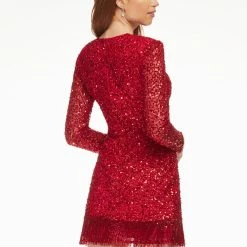 Ashleylauren Ashley Lauren 4438 Cocktail Dress Long Sleeves Fringe Trim On Hem And Slit 21 Ashleylauren Ashley Lauren 4438 Cocktail Dress Long Sleeves Fringe Trim On Hem And Slit