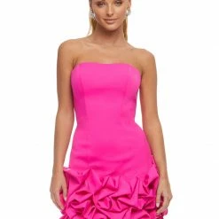 Ashleylauren Ashley Lauren 4443 Fuchsia Cocktail Dress Scuba Strapless Pickups Short Skirt