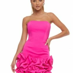 Ashleylauren Ashley Lauren 4443 Fuchsia Cocktail Dress Scuba Strapless Pickups Short Skirt