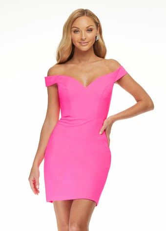 Ashleylauren Ashley Lauren 4444 Hot Pink Cocktail Dress Scuba Off The Shoulder Homecoming Dress 5 Ashleylauren Ashley Lauren 4444 Hot Pink Cocktail Dress Scuba Off The Shoulder Homecoming Dress