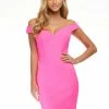 Ashleylauren Ashley Lauren 4444 Hot Pink Cocktail Dress Scuba Off The Shoulder Homecoming Dress