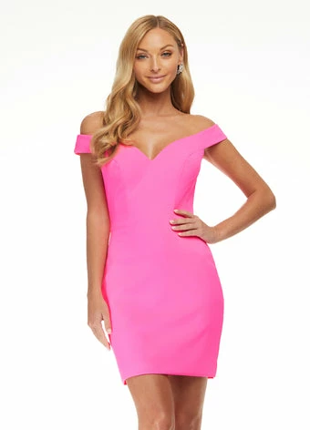Ashleylauren Ashley Lauren 4444 Hot Pink Cocktail Dress Scuba Off The Shoulder Homecoming Dress 3 Ashleylauren Ashley Lauren 4444 Hot Pink Cocktail Dress Scuba Off The Shoulder Homecoming Dress