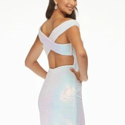 Ashleylauren Ashley Lauren 4445 AB Ivory Cocktail Dress Off The Shoulder Petite Sequins 14 Ashleylauren Ashley Lauren 4445 AB Ivory Cocktail Dress Off The Shoulder Petite Sequins