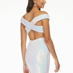 Ashleylauren Ashley Lauren 4445 AB Ivory Cocktail Dress Off The Shoulder Petite Sequins 13 Ashleylauren Ashley Lauren 4445 AB Ivory Cocktail Dress Off The Shoulder Petite Sequins