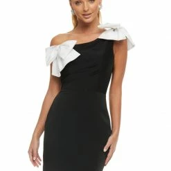 Ashleylauren Ashley Lauren 4448 Cocktail Dress Crepe Off The Shoulder One Shoulder Bows