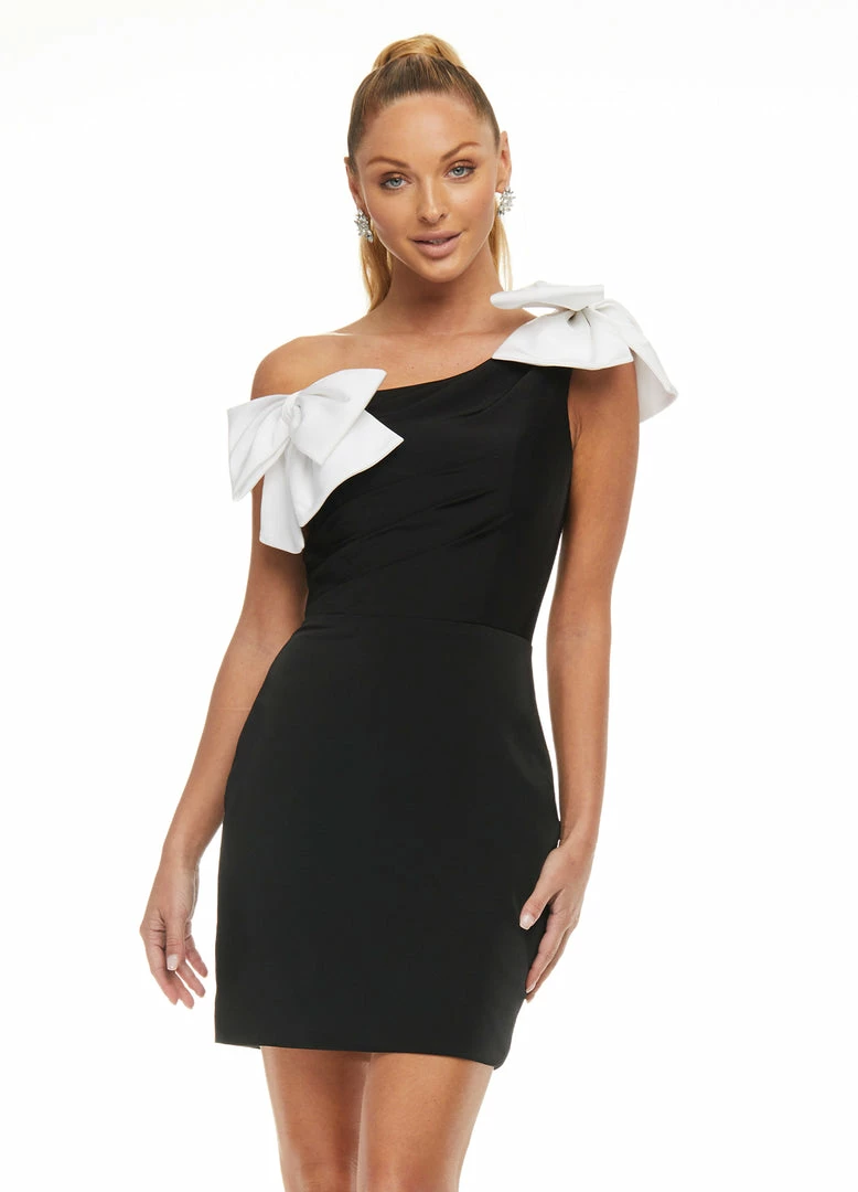Ashleylauren Ashley Lauren 4448 Cocktail Dress Crepe Off The Shoulder One Shoulder Bows 4 Ashleylauren Ashley Lauren 4448 Cocktail Dress Crepe Off The Shoulder One Shoulder Bows