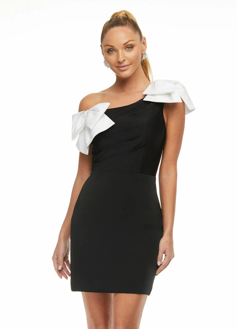 Ashleylauren Ashley Lauren 4448 Cocktail Dress Crepe Off The Shoulder One Shoulder Bows 3 Ashleylauren Ashley Lauren 4448 Cocktail Dress Crepe Off The Shoulder One Shoulder Bows
