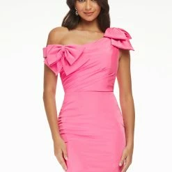 Ashleylauren Ashley Lauren 4448 Cocktail Dress Crepe Off The Shoulder One Shoulder Bows