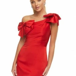 Ashleylauren Ashley Lauren 4448 Cocktail Dress Crepe Off The Shoulder One Shoulder Bows