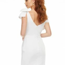 Ashleylauren Ashley Lauren 4448 Cocktail Dress Crepe Off The Shoulder One Shoulder Bows