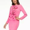 Ashleylauren Ashley Lauren 4449 Pink Cocktail Dress Long Sleeve Crepe Bow Details Fitted Long Sleeve Dresses 2 Ashleylauren Ashley Lauren 4449 Pink Cocktail Dress Long Sleeve Crepe Bow Details Fitted Long Sleeve Dresses