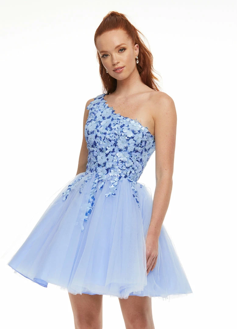 Ashleylauren Ashley Lauren 4453 Sky Blue Cocktail Dress One Shoulder Sequin Applique Tulle A Line Sequin Dresses 3 Ashleylauren Ashley Lauren 4453 Sky Blue Cocktail Dress One Shoulder Sequin Applique Tulle A Line Sequin Dresses