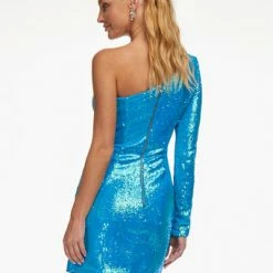 Ashleylauren Ashley Lauren 4455 Turquoise Cocktail Dress Homecoming Dress One Long Sleeve Slit 16 Ashleylauren Ashley Lauren 4455 Turquoise Cocktail Dress Homecoming Dress One Long Sleeve Slit