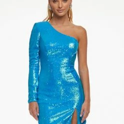Ashleylauren Ashley Lauren 4455 Turquoise Cocktail Dress Homecoming Dress One Long Sleeve Slit 15 Ashleylauren Ashley Lauren 4455 Turquoise Cocktail Dress Homecoming Dress One Long Sleeve Slit