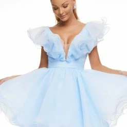 Ashleylauren Ashley Lauren 4464 Cocktail Dress Organza Wire Hem Ruffle Neckline